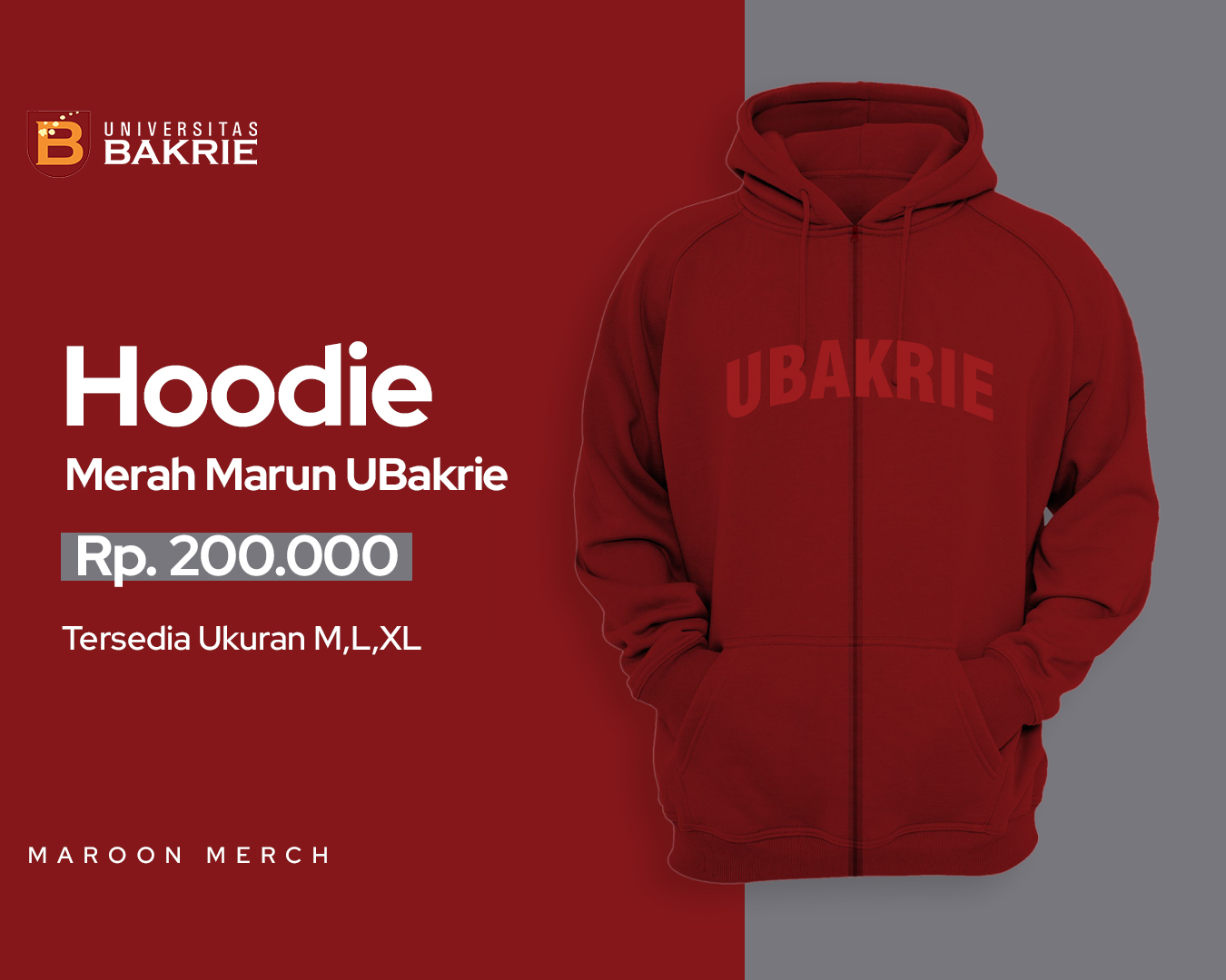 Hoodie Merah Marun UBakrie - Foto produk Hoodie Merah Marun UBakrie